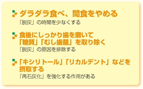 むし歯を防ぐ３つのポイント